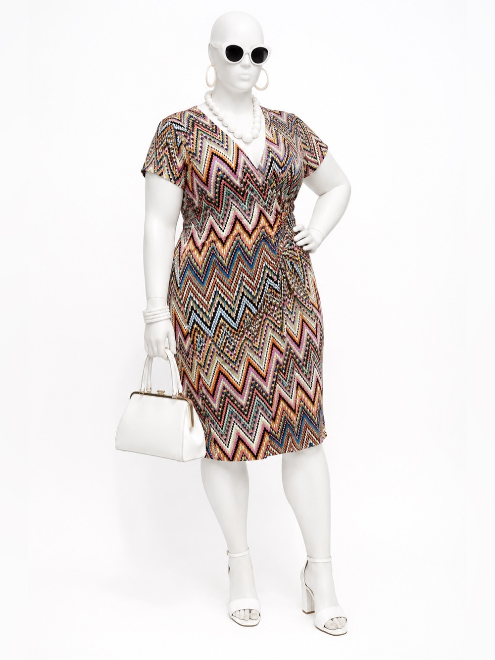 Avenue Multi-Color Zigzag Wrap Dress